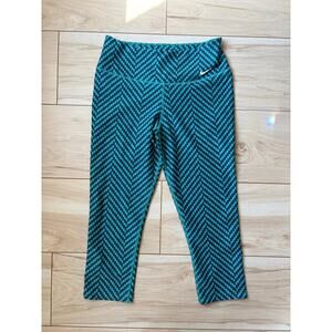 Nike Dri-FIT Leggings Teal Chevron Print Cropped Athletic Women’s Small